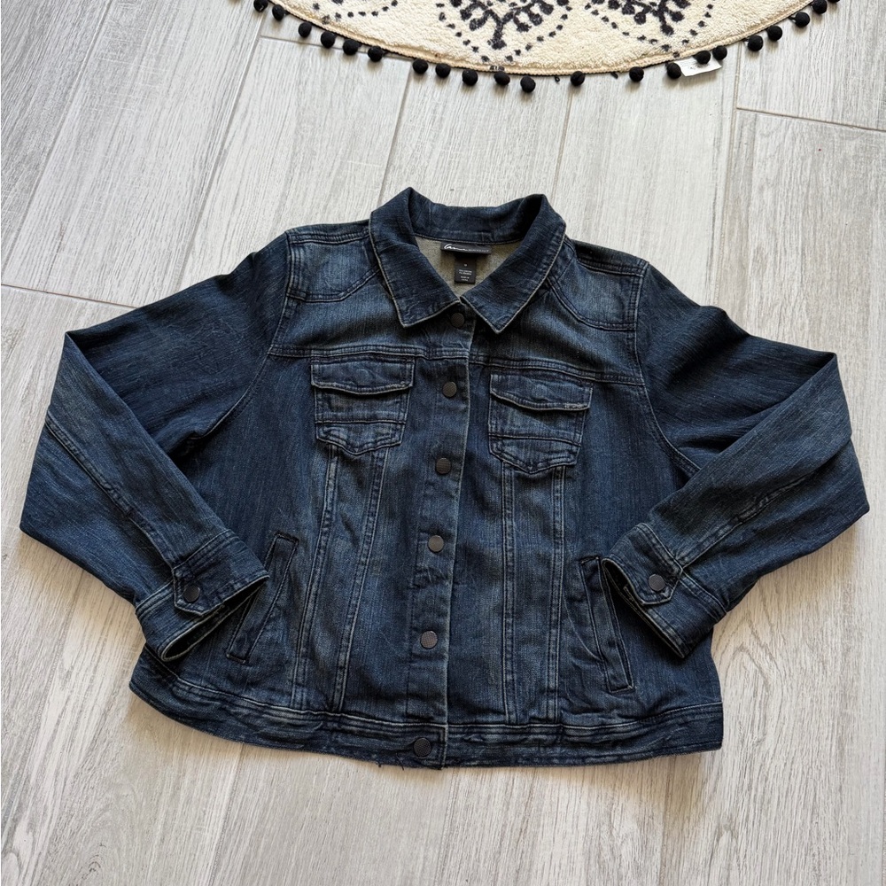 Lane Bryant Dark Blue Denim Jean Jacket - Picture 2 of 4